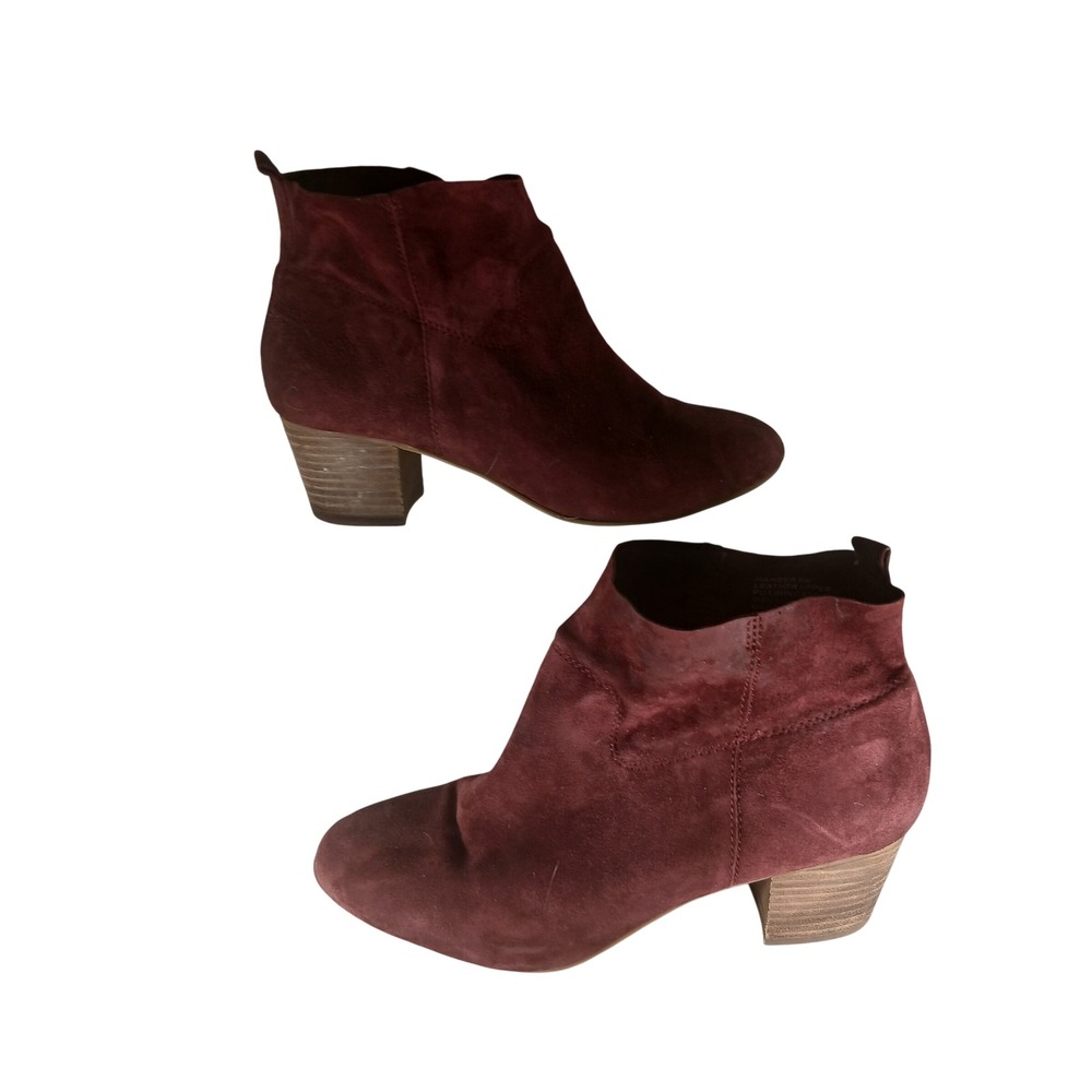 Steve Madden Harber Ankle Boots 8M Burgundy Suede Block Heel Boho Chic Booties